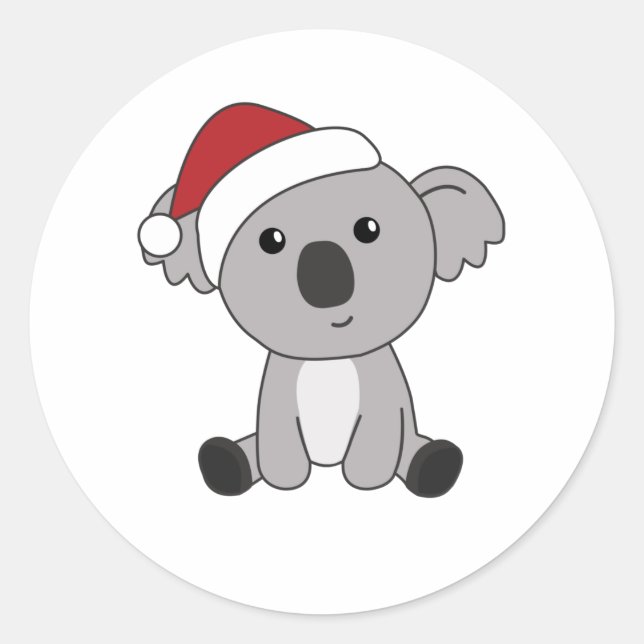 Koala Christmas Snow Winter Animals Koalas Classic Round Sticker (Front)