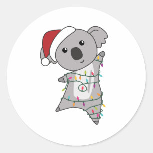 Koala Christmas Snow Winter Animals Koalas Classic Round Sticker