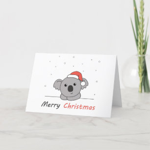 Koala Christmas Snow Winter Animals Koalas Coffee  Holiday Card