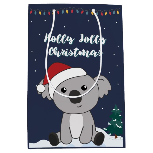 Koala Christmas Snow Winter Animals Koalas Medium  Gift Bag (Front)