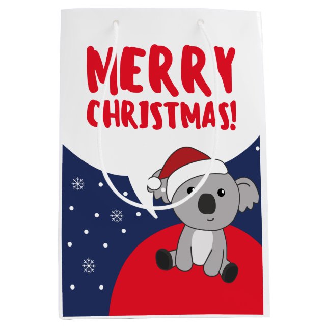 Koala Christmas Snow Winter Animals Koalas Medium  Gift Bag (Front)