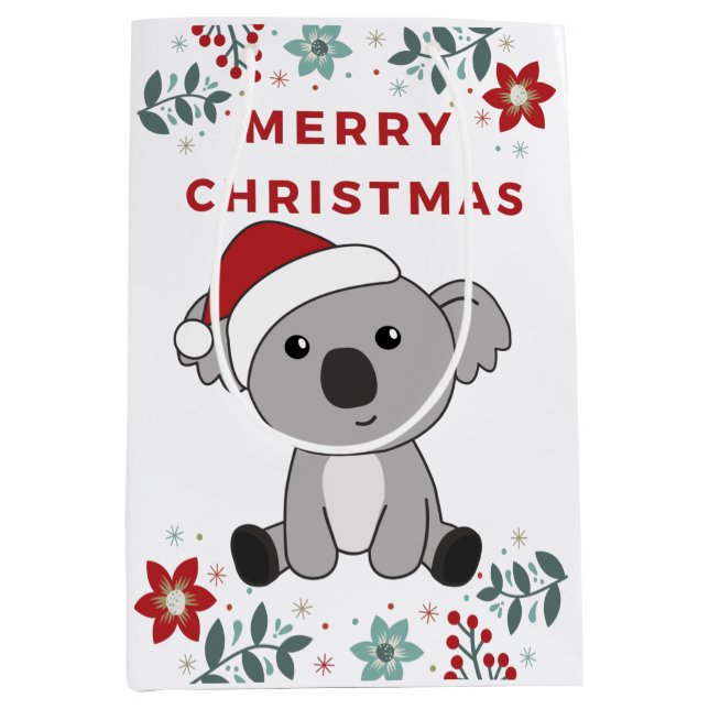 Koala Christmas Snow Winter Animals Koalas Medium  Medium Gift Bag (Front)