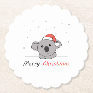 Koala Christmas Snow Winter Animals Koalas Paper Coaster