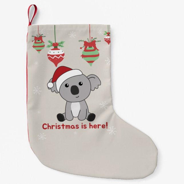 Koala Christmas Snow Winter Animals Koalas Small C Small Christmas Stocking (Front)