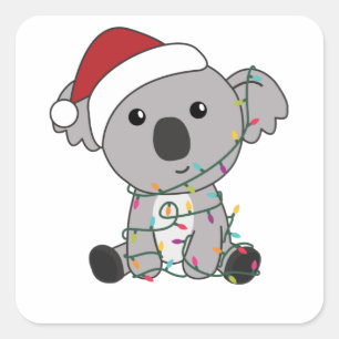 Koala Christmas Snow Winter Animals Koalas Square Sticker