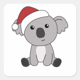 Koala Christmas Snow Winter Animals Koalas Square Sticker