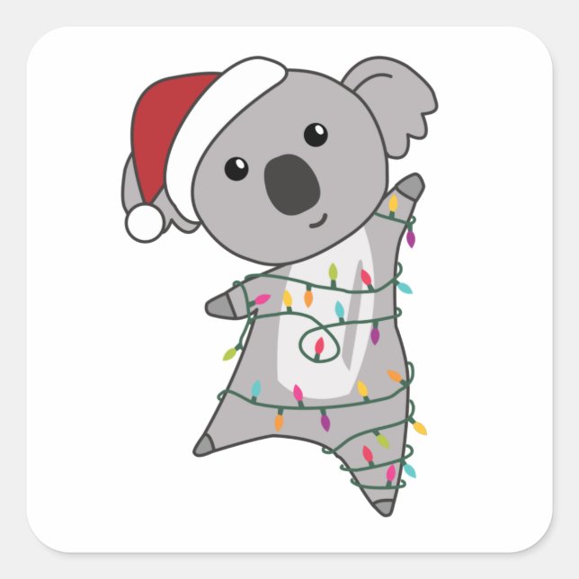 Koala Christmas Snow Winter Animals Koalas Square Sticker (Front)