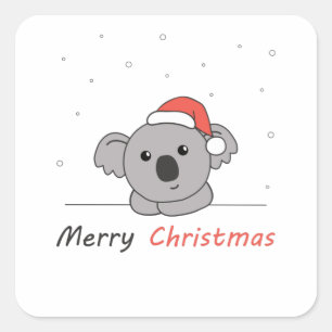 Koala Christmas Snow Winter Animals Koalas Square Sticker