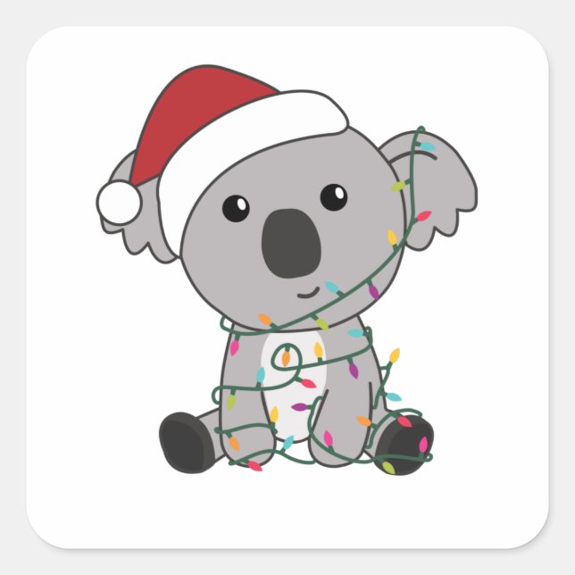 Koala Christmas Snow Winter Animals Koalas Square Sticker (Front)