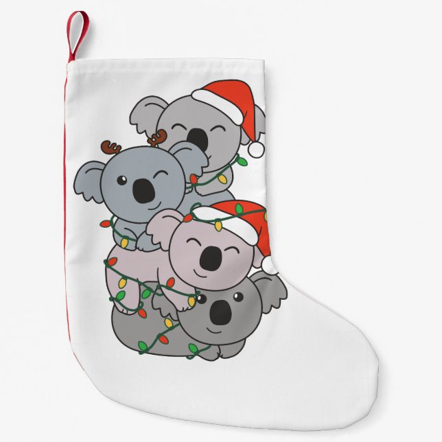 Koala Christmas Tree Christmas Animals Koalas Small Christmas Stocking (Front)