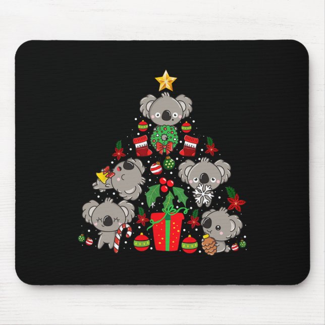 Koala Christmas Tree Cute Bear  Mouse Mat (Front)