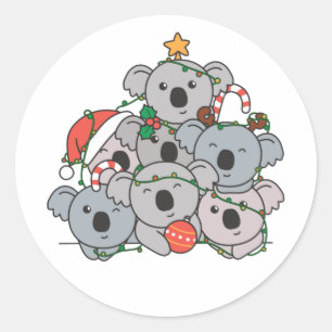 Koala Christmas Tree Funny Animal Christmas Classic Round Sticker