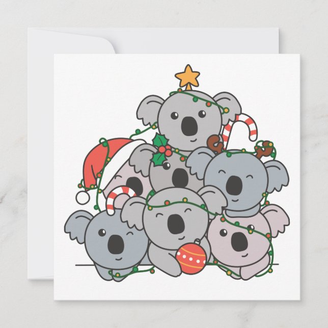Koala Christmas Tree Funny Animal Christmas Invita Invitation (Front)