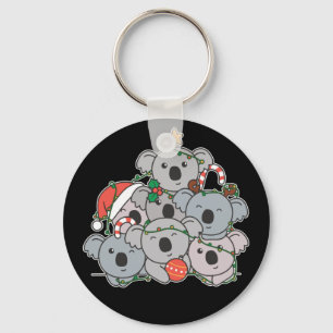 Koala Christmas Tree Funny Animal Christmas Keycha Key Ring