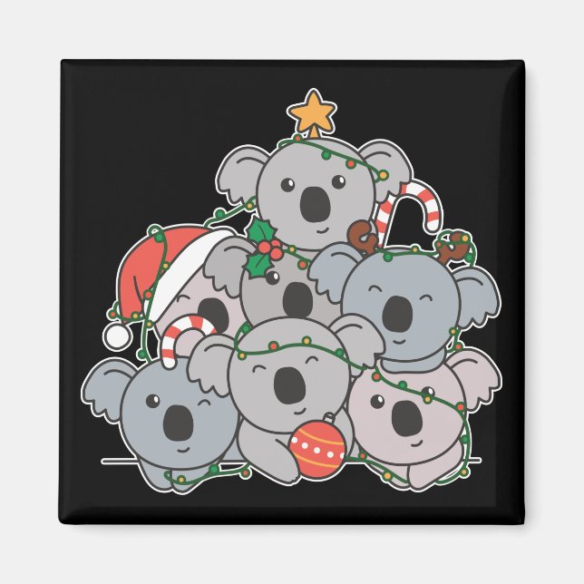Koala Christmas Tree Funny Animal Christmas Magnet (Front)