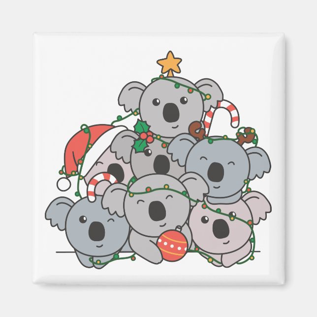 Koala Christmas Tree Funny Animal Christmas Magnet (Front)