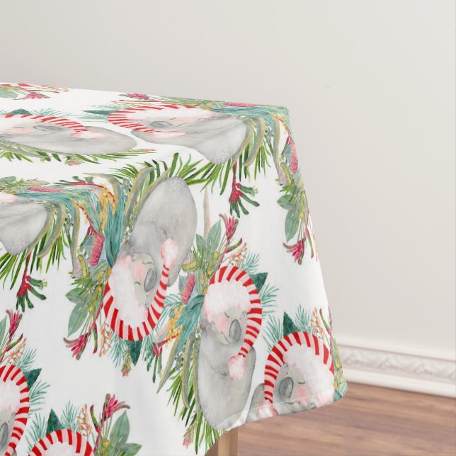 Koala Christmas White Tablecloth (In Situ)
