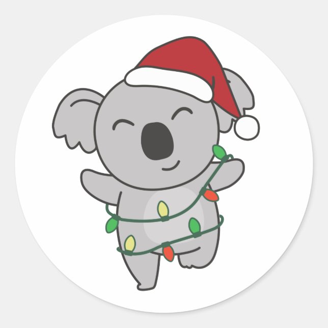 Koala Christmas Winter Animals Koalas Classic Roun Classic Round Sticker (Front)