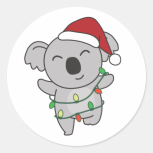 Koala Christmas Winter Animals Koalas Classic Roun Classic Round Sticker