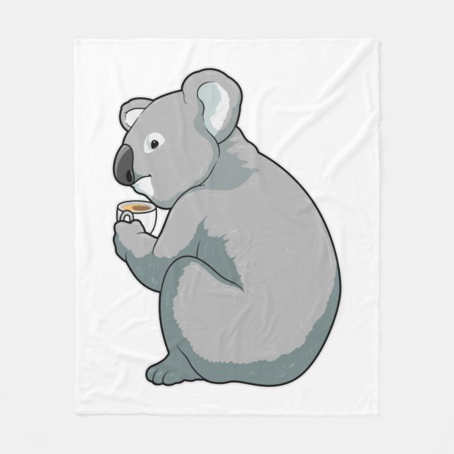 Koala Coffee Cup Fleece Blanket (Front)