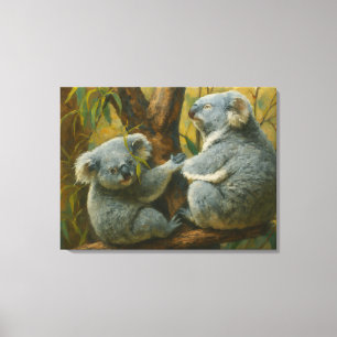 Koala Companions – Realistic Wildlife Pair Canvas Print