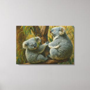Koala Companions – Realistic Wildlife Pair Canvas Print
