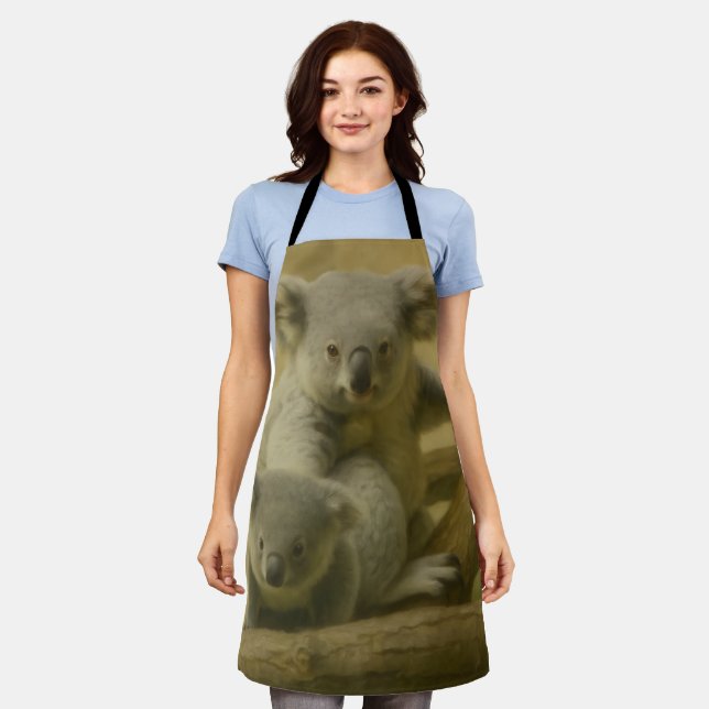 Koala Companions – Tender Wildlife Art Print Apron (Worn)