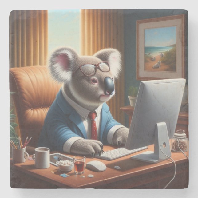 Koala Computer Stone Coaster (Front)