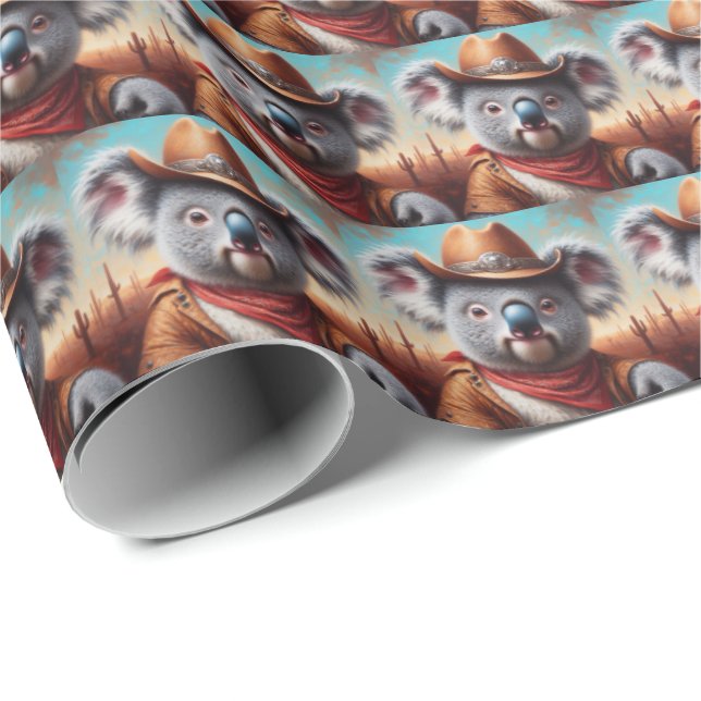 Koala Cowboy Wrapping Paper (Roll Corner)