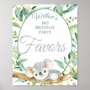 Koala Custom Birthday Party Favors Poster