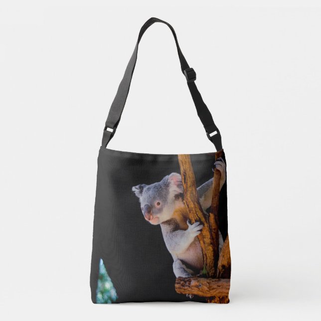 Koala Cute in Tree Grey Crossbody Bag (Back)