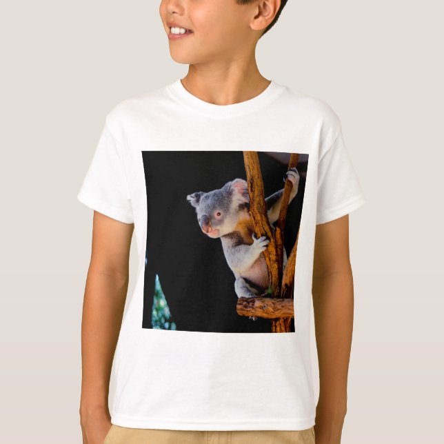 Koala Cute in Tree Grey T-Shirt (Front)