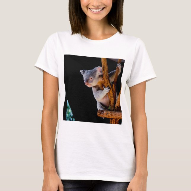 Koala Cute in Tree Grey T-Shirt (Front)