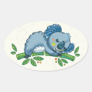 Koala Cuties Oval Sticker