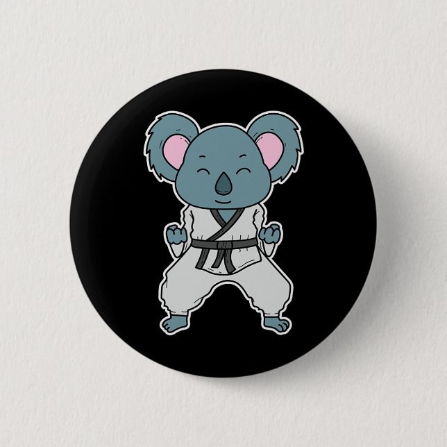 Koala Does Karate  6 Cm Round Badge (Front)