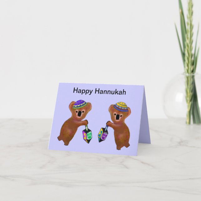 Koala Driedel Hannukah Card (Front)