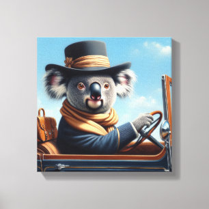 Koala Driving Canvas Print