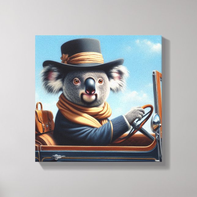 Koala Driving Canvas Print (Front)