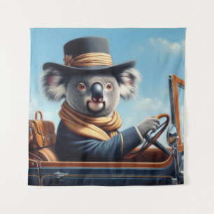Koala Driving Tapestry