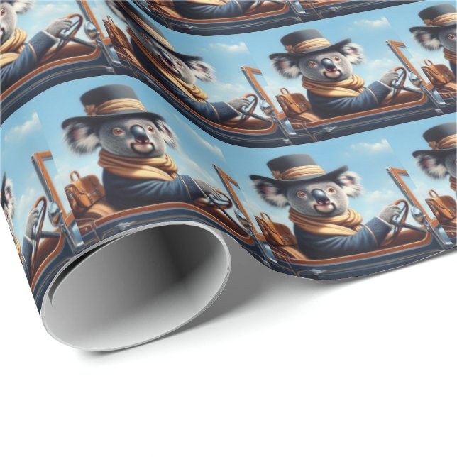 Koala Driving Wrapping Paper (Roll Corner)