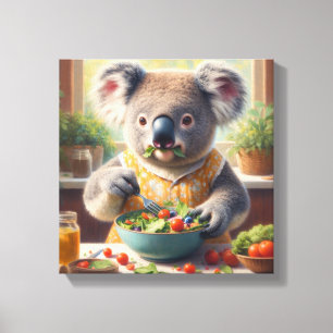Koala Eating Salad Canvas Print