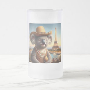 Koala Eiffel Tower Frosted Glass Beer Mug