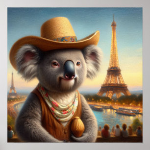 Koala Eiffel Tower Poster