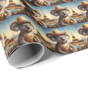 Koala Eiffel Tower Wrapping Paper