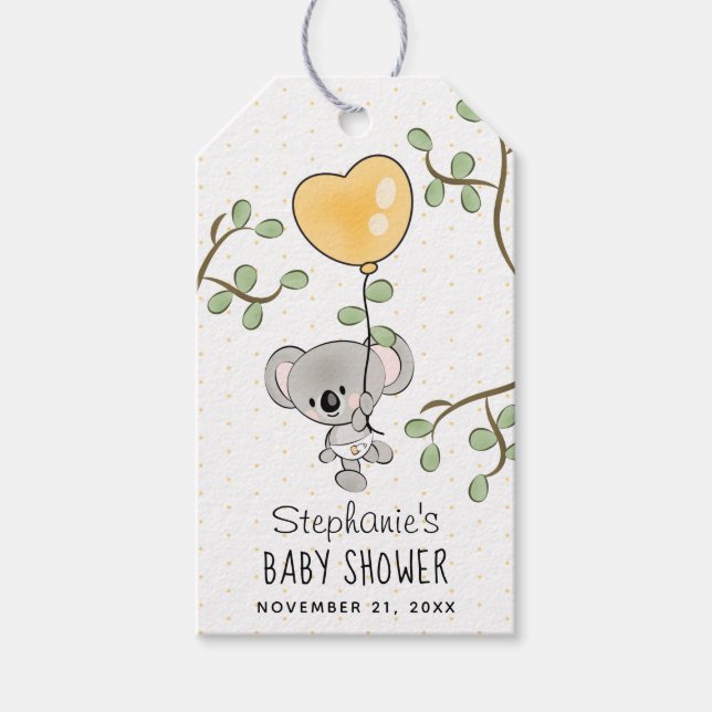 Koala Eucalyptus Baby Shower Favour Tag (Front)