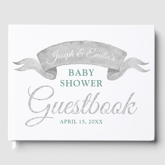 Koala & Eucalyptus Grey Baby Shower Guestbook (Front)