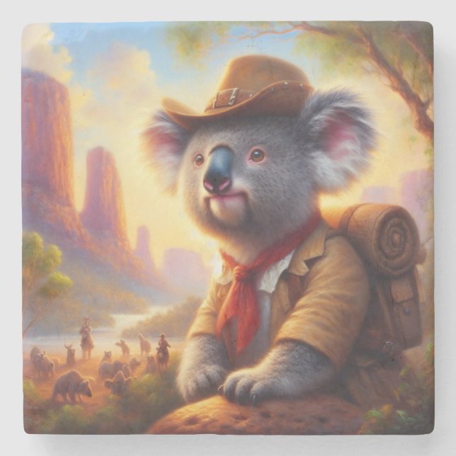 Koala Explorer Stone Coaster (Front)