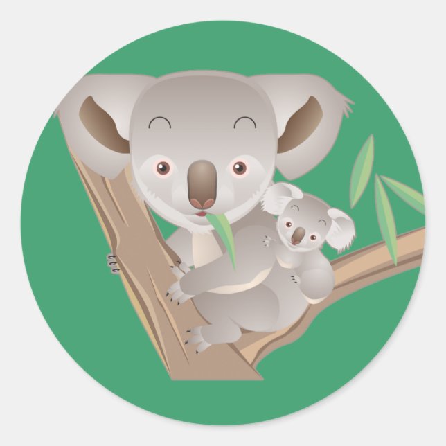 Koala Family Classic Round Sticker (Front)