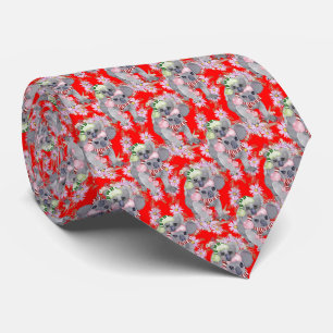 Koala Family Red Christmas Tie