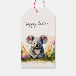 Koala field of Easter eggs Happy Easter Gift Tags